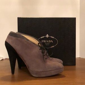 Tri colored suede booties by Prada!